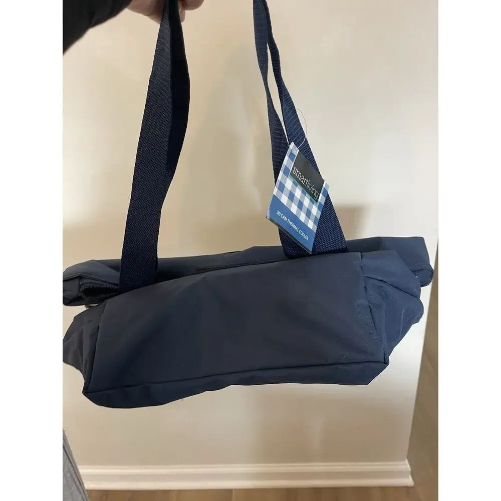 NEW Smart Living 30 Can Thermal Cooler TOTE BAG‎ Folding Carry-all w/pocket Navy